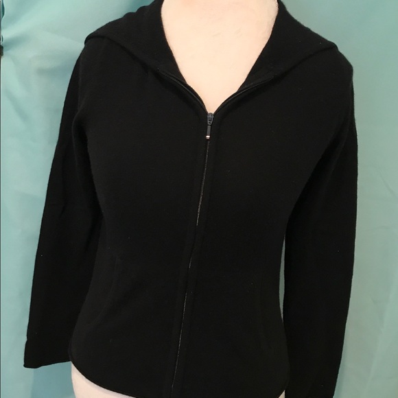cashmere zip front hoodie women's